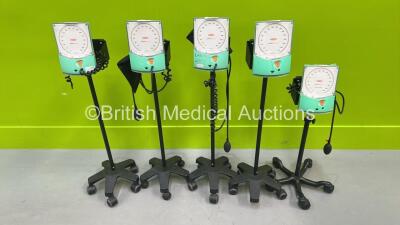 5 x Accoson greenlight 300 Blood Pressure Meters on Stands