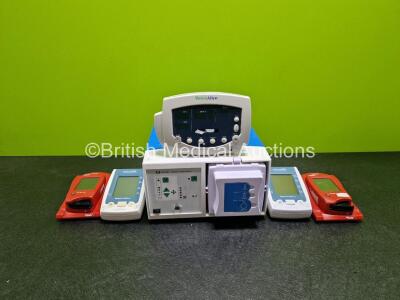 Mixed Lot Including 2 x Watch BP Microlife Digital Blood Pressure Monitors, 2 x HemoCue HB 201 DM Analyzers with 2 x Docking Stations, 1 x Welch Allyn Ref 53NOO Vital Signs Monitor and 1 x Covidien Rapic Vac Smoke Evacuators