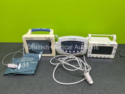 Job Lot Including 1 x Welch Allyn ProPaq CS Patient Monitor, 1 x Welch Allyn Encore Patient Monitor with Power Supply and 1 x Welch Allyn 53N0P Patient Monitor