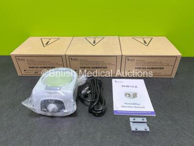 3 x Inspired Medical VHB10A Humidifiers (All Like New In Box 2 Pin Power Supply)