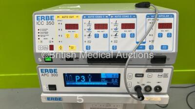 ERBE ICC 350 Electrosurgical / Diathermy Unit with ERBE APC 300 Plasma Coagulator on Stand (Powers Up) *S/N 10132-010* - 2