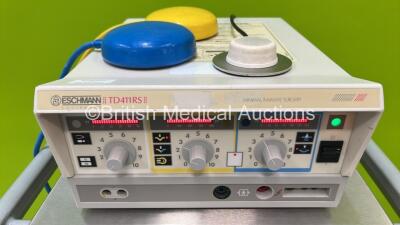 Eschmann TD411RS Electrosurgical Diathermy Unit with Eschmann Smoke Evacuation Unit on Stand (Powers Up) *S/N 4RSF-04-0000* **S** - 2