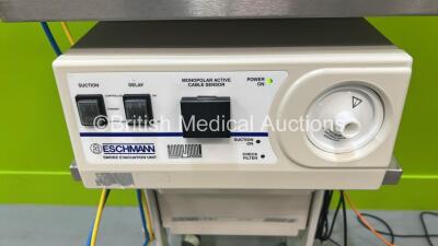 Eschmann TD411RS Electrosurgical Diathermy Unit with Eschmann Smoke Evacuation Unit on Stand (Powers Up) *S/N 4RSF-04-0000* **S** - 3