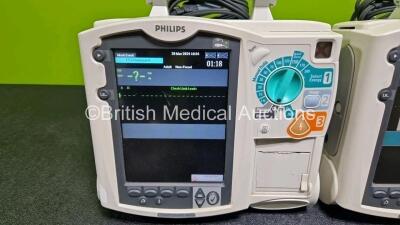 3 x Philips Heartstart MRx Defibrillators (All Power Up) Including Pacer ,ECG and Printer Options with 1 x Philips M3725A Test Load, 3 x Philips M3539A Modules and 3 x - 2