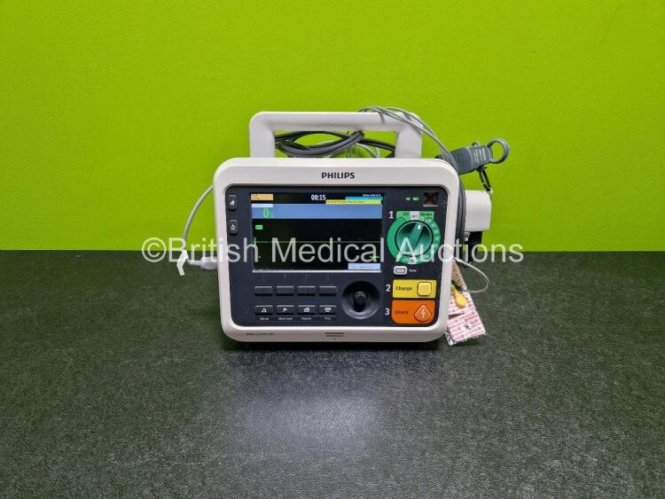 Philips Efficia DFM100 Defibrillator (Powers Up) Including ECG and Printer Options with 1 x Ref 989803190371 Li-ion Rechargeable Battery Pack and 1 x 3 Lead ECG Lead