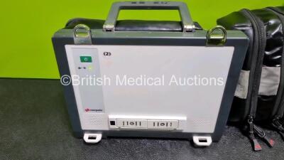 GS Corpuls3 Slim Defibrillator Ref : 04301 (Powers Up) with Corpuls Patient Box Ref : 04200 (Powers Up) with Pacer, Oximetry, ECG-D, ECG-M, CO2, CPR, NIBP and Printer Options, 4 and 6 Lead ECG Leads, SPO2 Finger Sensor, Hose, Paddle Lead, CO2 Cable, 3 x B - 9