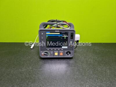 Philips Heartstart Intrepid Defibrillator *Mfd - 2021* (Powers Up) Including Pacer, ECG and Printer Options with Paddle Lead. 1 x 3 Lead ECG Lead and 1 x 989803202601 Li-ion Rechargeable Battery *SN CN73903931*