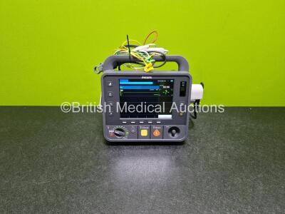 Philips Heartstart Intrepid Defibrillator *Mfd - 2020* (Powers Up) Including Pacer, ECG and Printer Options with Paddle Lead. 1 x 3 Lead ECG Lead and 1 x 989803202601 Li-ion Rechargeable Battery *SN CN73901446*