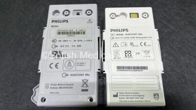 2 x Philips Heartstart MRx Defibrillators (Both Power Up) Including ECG and Printer Options, 2 x Paddle Leads, 2 x Test Loads, 2 x 3 Lead ECG Leads, 2 x Philips M3539A Modules and 2 x Philips M3538A Li-Ion Batteries *SN US00583345 / US00584766* - 8