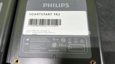 2 x Philips Heartstart FR3 Defibrillators in Carry Cases with 4 x Electrode Packs *2 in Date, 2 Expired* and 2 x LiMnO2 Batteries *Install Before - 2028 / 2025* **SN C17A-00085 / C17A-00078** - 5