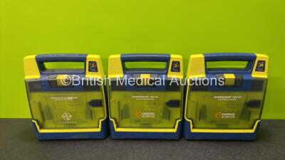 3 x Cardiac Science Powerheart AED G3 Automated External Defibrillators (Untested Due to No Batteries)