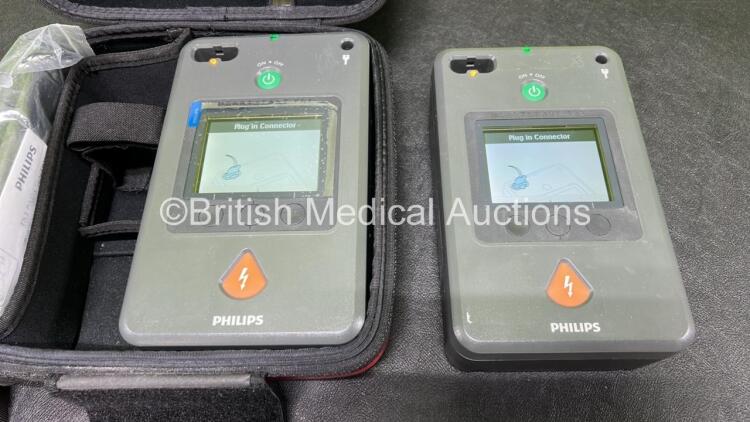 2 x Philips Heartstart FR3 Defibrillators with 2 x Electrode Packs ...