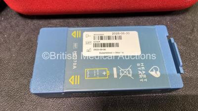 2 x Laerdal Heartstart HS1 Defibrillators with 2 x Lithium Batteries *Install Before 2028 / 2025* and 2 x Electrode Pads *Expire 2024* in Carry Cases (Both Power Up) *SN A05A-02207 / A05A-02216* - 3