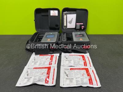 3 x Philips Heartstart FR3 Defibrillators in Carry Cases with 4 x Electrode Packs *2 in Date, 2 Expired* and 2 x LiMnO2 Batteries *Install Before - 2027 / 2024* **SN C17A-00145 / C16H-00370**