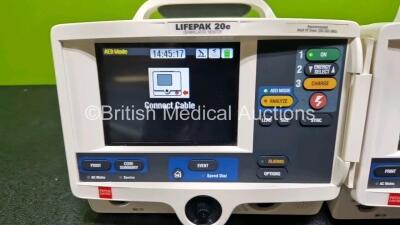 2 x Lifepak 20e Defibrillators / Monitors *Mfd - 2015 / 2016* (Both Power Up) Including ECG and Printer Options with 2 x Li-ion Batteries *SN 43966246 / 44646909* - 2