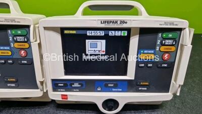 2 x Lifepak 20e Defibrillators / Monitors *Mfd - 2015 / 2016* (Both Power Up) Including ECG and Printer Options with 2 x Li-ion Batteries *SN 43966246 / 44646909* - 3