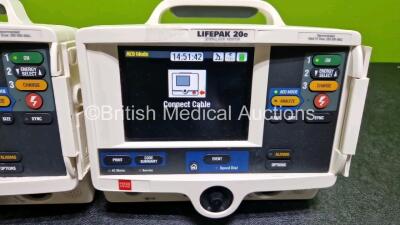 2 x Lifepak 20e Defibrillators / Monitors *Mfd - 2016 / 2016* (Both Power Up) Including ECG and Printer Options with 2 x Li-ion Batteries *SN 44606464 / 44646902* - 3