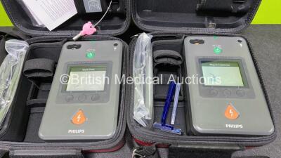 2 x Philips Heartstart FR3 Defibrillators in Carry Cases with 2 x Electrode Packs *Both Expired* and 2 x LiMnO2 Batteries *Install Before - 2024 / 2025* **SN C13C-00395 / C18G-01448** - 2