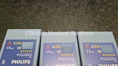 3 x Laerdal FR2 Heartstart Defibrillators (All Power Up) in Case with 3 x M3863A LiMnO2 Batteries *Install Before - 2027 / 2021 / 2025* - 5