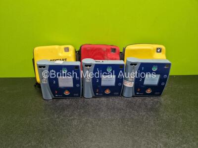 3 x Laerdal FR2+ Defibrillators (All Power Up) in Case with 3 x M3863A LiMnO2 Batteries *Install Before - 2025 / 2026 / 2025*