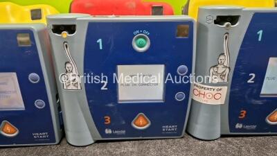 3 x Laerdal FR2+ Defibrillators (All Power Up) in Case with 3 x M3863A LiMnO2 Batteries *Install Before - 2025 / 2026 / 2025* - 3