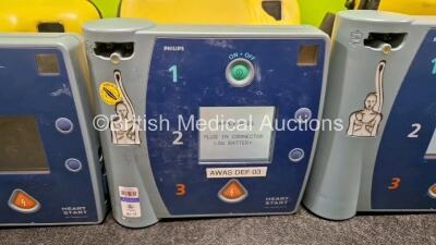 3 x Philips FR2+ Defibrillators (All Power Up) in Case with 3 x M3863A LiMnO2 Batteries *Install Before - 2023 / 2018 / 2020* - 3