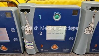 3 x Laerdal FR2+ Defibrillators (All Power Up) in Case with 3 x M3863A LiMnO2 Batteries *Install Before - 2025 / 2026 / 2020* - 3