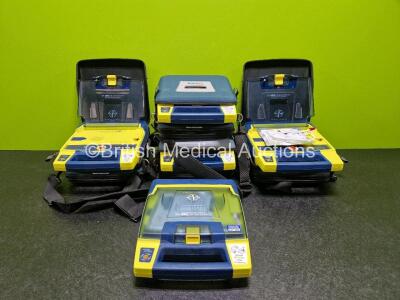 5 x Cardiac Science Powerheart AED G3 Defibrillators 4 x in Case with 2 x LiSCO2 Batteries