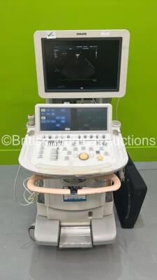 Philips iE33 Flat Screen Ultrasound Scanner on F.3 Cart *S/N 039VX0** ***Mfd 01/2010** Software Version 6.0.6.40 with 3 x Transducers / Probes (X5-1 / X7-2t - with Case and D2CWC) Compact Adaptor, Mitsubishi MD3000 and Sony UP-D897 Digital Graphic Printe