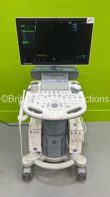 GE Voluson S8 BT18 Flat Screen Ultrasound Scanner *S/N VS8804149* **Mfd 07/2020** Software Version SPC330 (18.0.5.386) with 2 x Transducers / Probes (IC9-RS Reg H48691PJ *Mfd 05/2020* and RAB6-RS Ref H48691LP *Mfd 09/2020*) (Powers Up - Crack in Handle - 