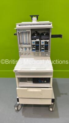 Datex-Ohmeda Aestiva/5 Induction Anesthesia Machine with 2 x Datex-Ohmeda Tec 6 Plus Desflurane Vaporisers, Datex-Ohmeda Module Rack, M-ESTPR Multiparameter Module with T1, T2, P1, P2, ECG/Resp and SPO2 Options and M-NIBP Module