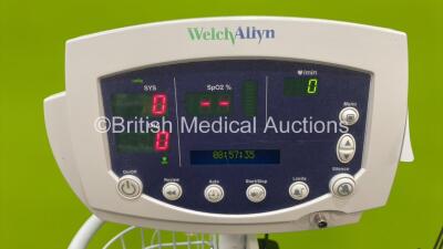 1 x Welch Allyn 62000 Series Vital Signs Monitor on Stand and 1 x Welch Allyn 53N00 Vital Signs Monitor (Some Casing Damage) on Stand (Both Power Up) *S/N JA109242* - 2