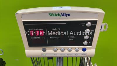 1 x Welch Allyn 62000 Series Vital Signs Monitor on Stand and 1 x Welch Allyn 53N00 Vital Signs Monitor (Some Casing Damage) on Stand (Both Power Up) *S/N JA109242* - 3