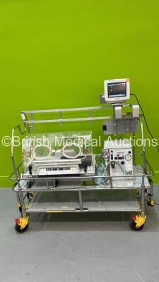 Drager Isolette TI500 Infant Transport Incubator on CCT Trolley with Reanimator F120 and Philips IntelliVue MP5 Monitor (Incomplete - Possible Spares and Repairs) *S/N DE91324078*
