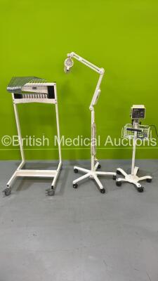 1 x Knight Imaging X-Ray Gown Rack, 1 x Criticare Model 506DXN Monitor on Stand with Power Supply (Draws Power with Blank Screen) and 1 x Luxo Examination Lamp on Stand (No Power)