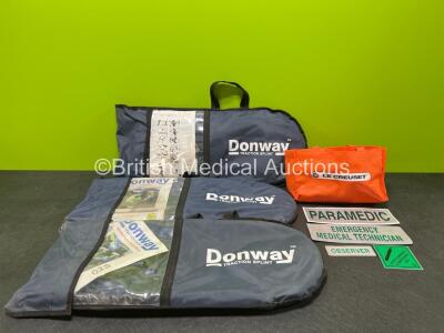 Job Lot Including 3 x Donway Traction Splints in Carry Bags and Various Ambulance Signs in Carry Bag