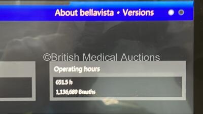 Imtmedical bellavista 1000 Ventilator Ref 301.100.000 Software Version 6.0.2100.0 - Operating Hours 651.5 with Hoses (Powers Up) *S/N MB204509* **Mfd 2020** - 4