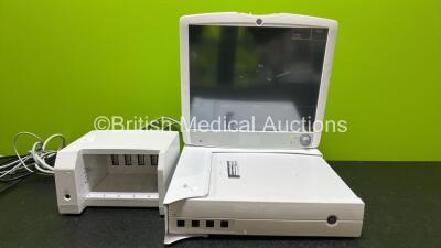 Job Lot Including 1 x D19KT Display USE1921A (Damaged Case - See Photo) , 1 x GE Module Rack Ref M1115512 and 1 x GE Carescape CPU-CI Monitor (All Power Up and Faulty Screen)