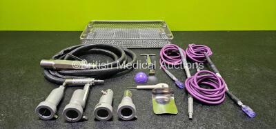 Mixed Lot Including 1 x Howmedica Chirodrill 1200 02700002/2450 Handpiece with 1 x Howmedica 02540002/1869 Attachment, 1 x Howmedica 025200021398 Attachment, 1 x Howmedica 02542002/0927 Attachment, 1 x Howmedica 0254102/1260 Attachment and 3 x Acclarent L