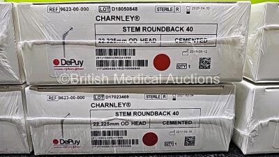 Job Lot of Johnson & Johnson Depuy Synthes Including 1 x Charnley Stem Long Neck 2 Ref 9623-52-000 *Expired - Sealed and Unused*, 2 x Charnley Stem Long Neck 1 Ref 9623-49-000 *All In Dates - Sealed and Unused*, 2 x Charnley Stem Extra Heavy Long Neck 1 R - 8