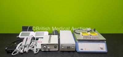 Mixed Lot Including 2 x CME Medical Bodyguard 545 Epidural Infusion Pumps (Both Power Up), 3 x Gardhen Bilance 56461 Control Pads, 1 x Entermed HL 150 Light Source (Powers Up), 1 x Xion Medical Halogen R 150 Light Source (Powers Up), 1 x Stuart Hotplate 