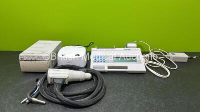 Mixed Lot Including 1 x Sony Video Graphic Printer UP-895CE (Damaged - See Photo), 1 x Philips Respironics InnoSpire Essence Compressor, 1 x RetCam Camera Accessory and 1 x Vitalograph Alpha Unit (Missing / Damaged Case - See Photo)