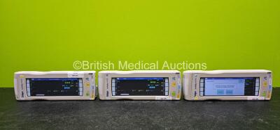 3 x Drager Infinity M540 Handheld Patient Ref MS20401 Touchscreen Monitors *All Mfd 2015* Including CO2, Hemo, SpO2, Temp/Aux and NIBP Options (All Power Up and 1 x Faulty Touchscreen)