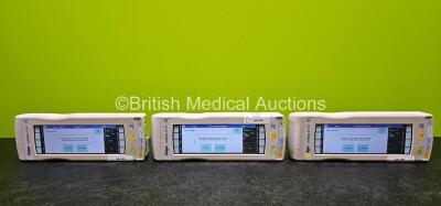 3 x Drager Infinity M540 Handheld Patient Ref MS20401 Touchscreen Monitors *Mfd 2 x 2015 & 1 x 2017* Including CO2, Hemo, SpO2, Temp/Aux and NIBP Options (All Power Up and 1 x Faulty Touchscreen)