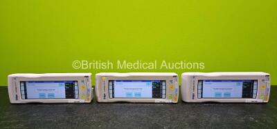 3 x Drager Infinity M540 Handheld Patient Ref MS20401 Touchscreen Monitors *All Mfd 2015* Including CO2, Hemo, SpO2, Temp/Aux and NIBP Options (All Power Up and 1 x Faulty Screen)