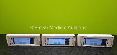 3 x Drager Infinity M540 Handheld Patient Ref MS20401 Touchscreen Monitors *All Mfd 2015* Including CO2, Hemo, SpO2, Temp/Aux and NIBP Options (All Power Up)