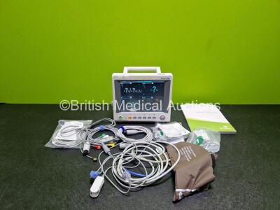 EDAN iM60 Touch Screen Patient Monitor *Mfd - 2020* (Powers Up) In Box Including ECG, SpO2, NIBP, IBP1, IBP2, T1, T2 and CO2 Module Holder Options with Water Trap and Various Patient Monitoring Cables