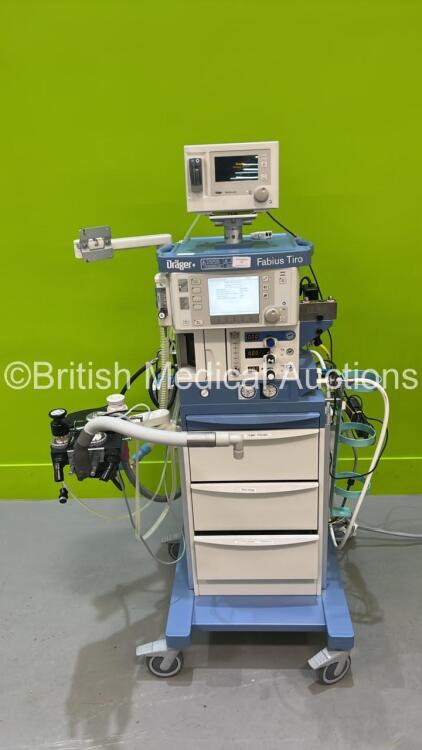 Drager Fabius Tiro Anaesthesia Machine Software Version 3.37a - Total Run Hours 15047 Total Ventilator Hours 84 with Drager Vamos Plus Gas Monitor, Bellows and Hoses (Powers Up) *S/N ASLC-0005*