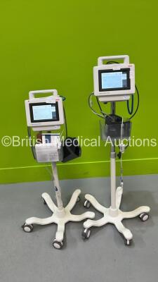 2 x Seca 535 Vital Signs Monitors on Stands with Accessories (Both Power Up)