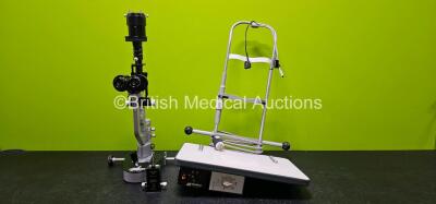 Marco-IIB Slit Lamp M255541 (Missing Top Casing - See Photo) with 2 x 16x Eyepieces and Chin Rest and 1 x Haag-Streit Bern R 90017681 Tonometer